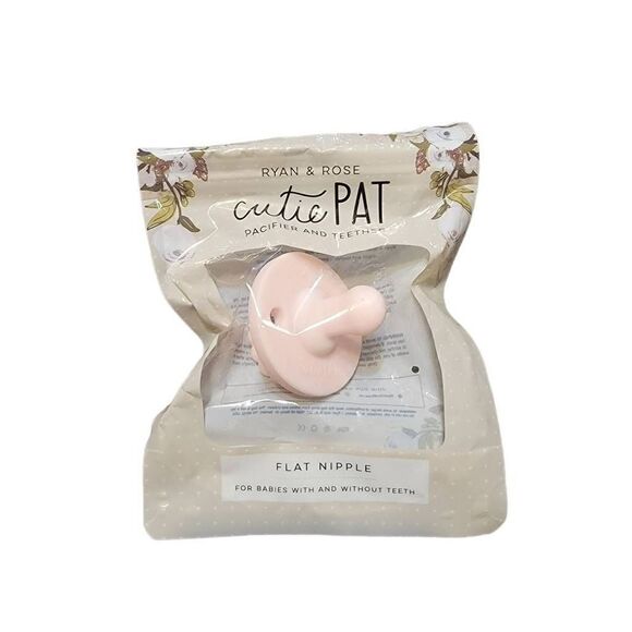 Ryan & Rose Cutie Pat Flat Nipple Pacifier Teether Binkie Pink - Picture 1 of 2